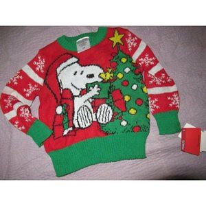 nwt Peanuts snoopy ugly Christmas  sweater baby boy or girl 12 m